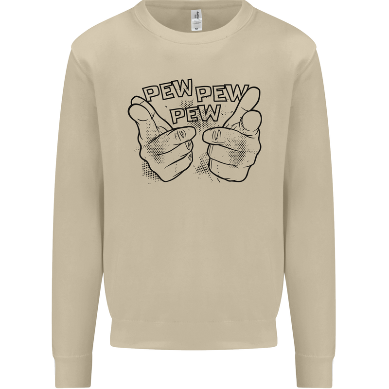 Pew Pew Pew Hands Funny Lightsaber Sci-Fi Mens Sweatshirt Jumper Sand