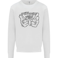 Pew Pew Pew Hands Funny Lightsaber Sci-Fi Mens Sweatshirt Jumper White