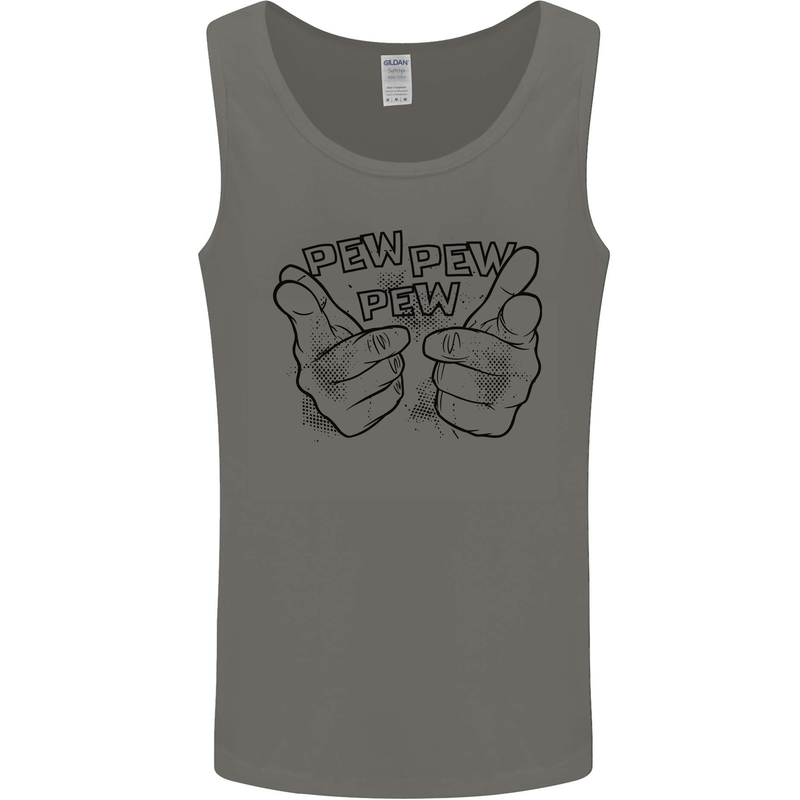 Pew Pew Pew Hands Funny Lightsaber Sci-Fi Mens Vest Tank Top Charcoal