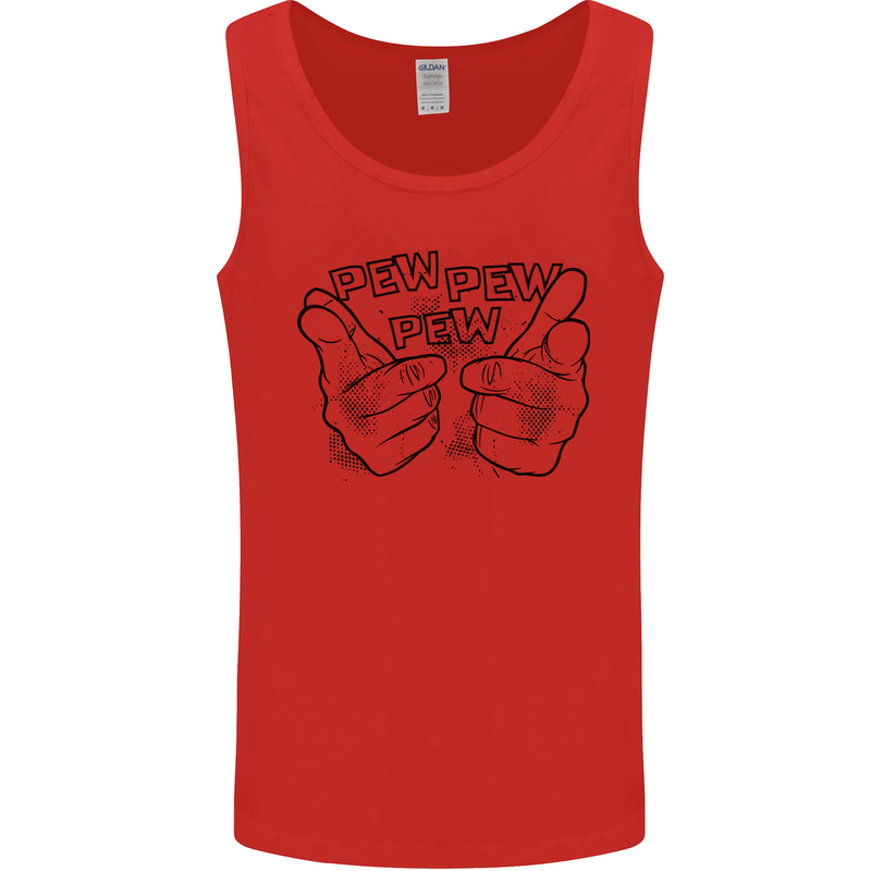 Pew Pew Pew Hands Funny Lightsaber Sci-Fi Mens Vest Tank Top Red