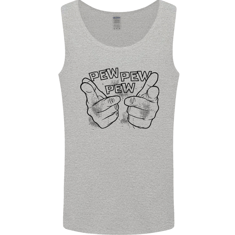 Pew Pew Pew Hands Funny Lightsaber Sci-Fi Mens Vest Tank Top Sports Grey