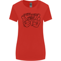 Pew Pew Pew Hands Funny Lightsaber Sci-Fi Womens Wider Cut T-Shirt Red