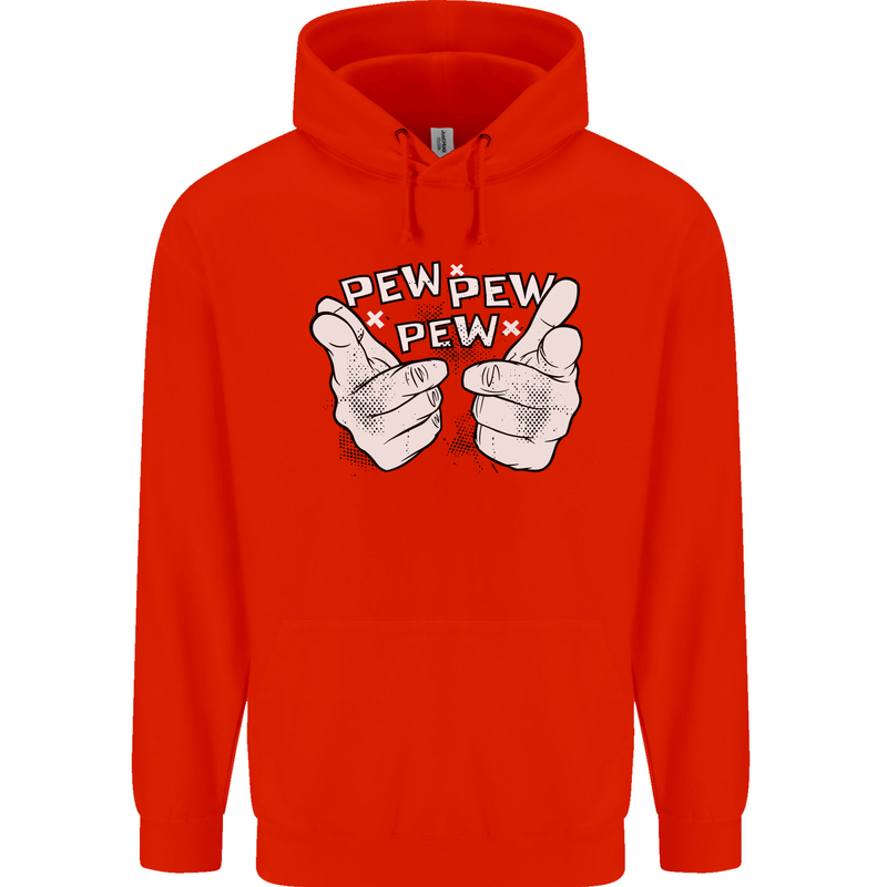 Pew Pew Pew Hands Funny Sci-Fi Lightsaber Childrens Kids Hoodie Bright Red