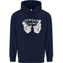 Pew Pew Pew Hands Funny Sci-Fi Lightsaber Childrens Kids Hoodie Navy Blue