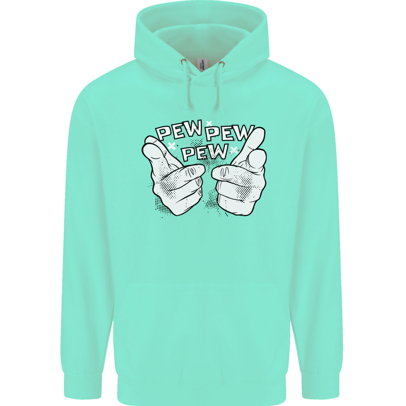 Pew Pew Pew Hands Funny Sci-Fi Lightsaber Childrens Kids Hoodie Peppermint