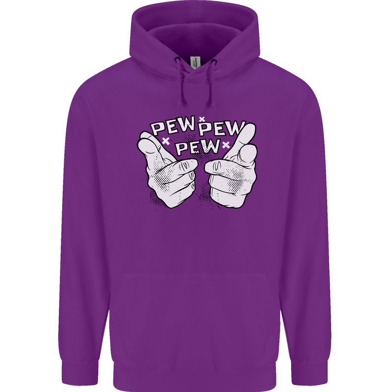 Pew Pew Pew Hands Funny Sci-Fi Lightsaber Childrens Kids Hoodie Purple
