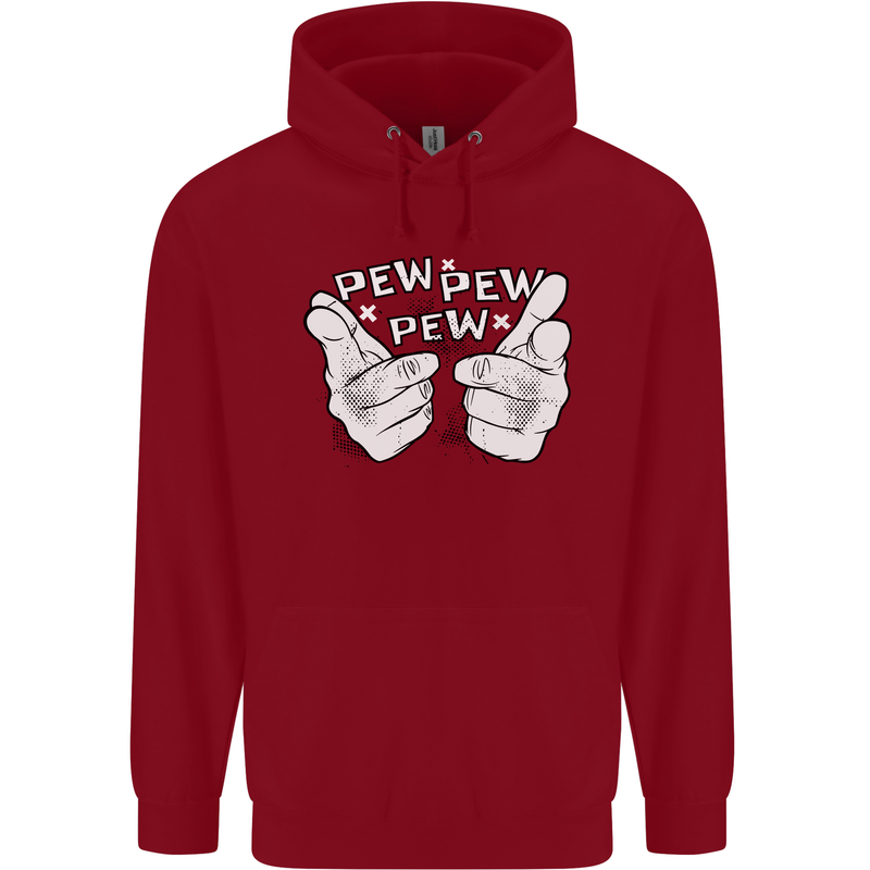 Pew Pew Pew Hands Funny Sci-Fi Lightsaber Childrens Kids Hoodie Red