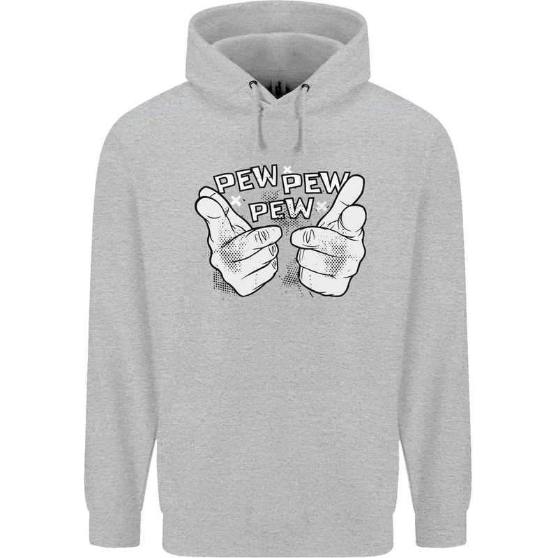 Pew Pew Pew Hands Funny Sci-Fi Lightsaber Childrens Kids Hoodie Sports Grey