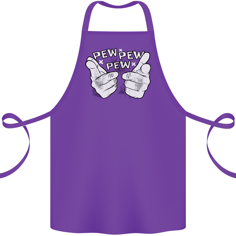 Pew Pew Pew Hands Funny Sci-Fi Lightsaber Cotton Apron 100% Organic Purple