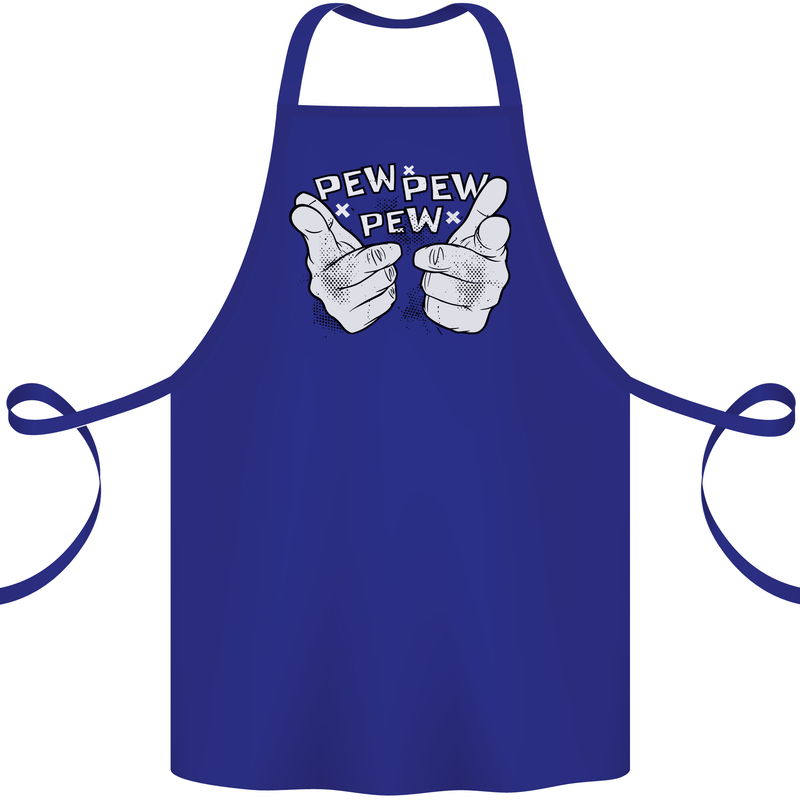 Pew Pew Pew Hands Funny Sci-Fi Lightsaber Cotton Apron 100% Organic Royal Blue