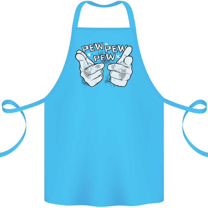 Pew Pew Pew Hands Funny Sci-Fi Lightsaber Cotton Apron 100% Organic Turquoise