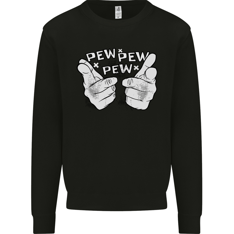 Pew Pew Pew Hands Funny Sci-Fi Lightsaber Kids Sweatshirt Jumper Black