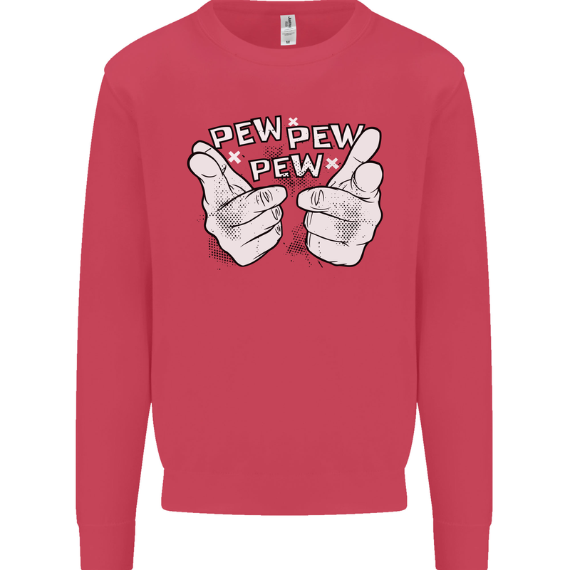 Pew Pew Pew Hands Funny Sci-Fi Lightsaber Kids Sweatshirt Jumper Heliconia