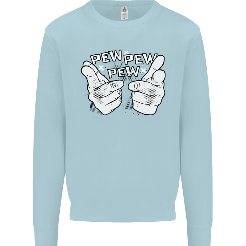 Pew Pew Pew Hands Funny Sci-Fi Lightsaber Kids Sweatshirt Jumper Light Blue