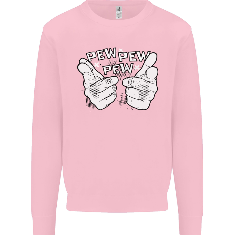 Pew Pew Pew Hands Funny Sci-Fi Lightsaber Kids Sweatshirt Jumper Light Pink