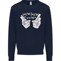 Pew Pew Pew Hands Funny Sci-Fi Lightsaber Kids Sweatshirt Jumper Navy Blue