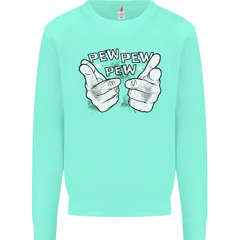 Pew Pew Pew Hands Funny Sci-Fi Lightsaber Kids Sweatshirt Jumper Peppermint