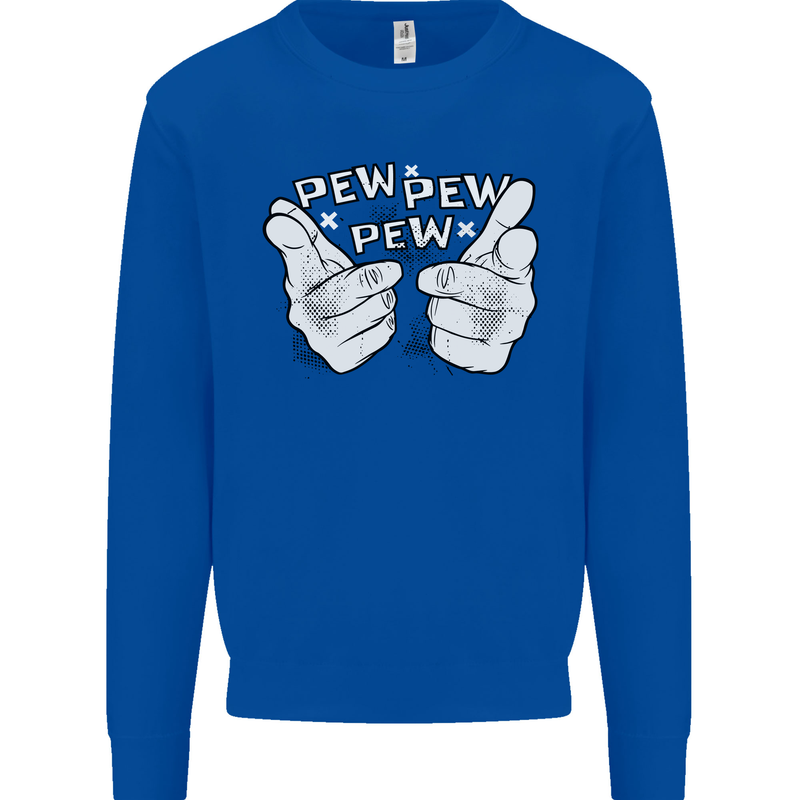 Pew Pew Pew Hands Funny Sci-Fi Lightsaber Kids Sweatshirt Jumper Royal Blue