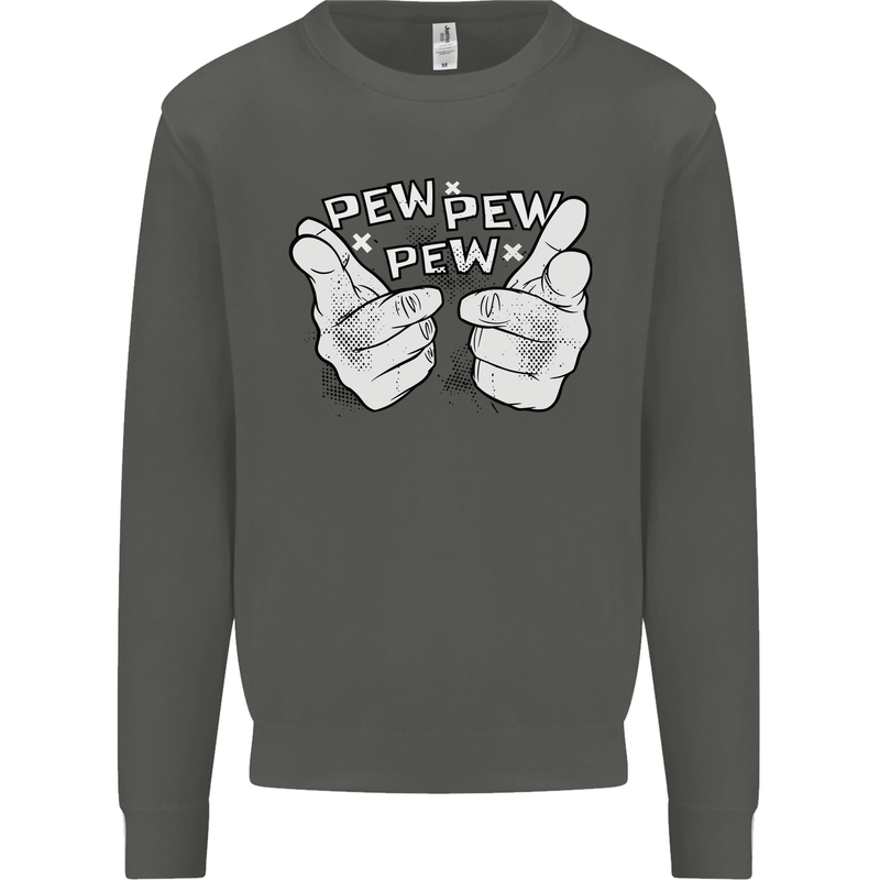 Pew Pew Pew Hands Funny Sci-Fi Lightsaber Kids Sweatshirt Jumper Storm Grey