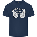 Pew Pew Pew Hands Funny Sci-Fi Lightsaber Kids T-Shirt Childrens Navy Blue