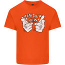 Pew Pew Pew Hands Funny Sci-Fi Lightsaber Kids T-Shirt Childrens Orange