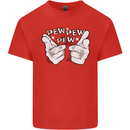 Pew Pew Pew Hands Funny Sci-Fi Lightsaber Kids T-Shirt Childrens Red