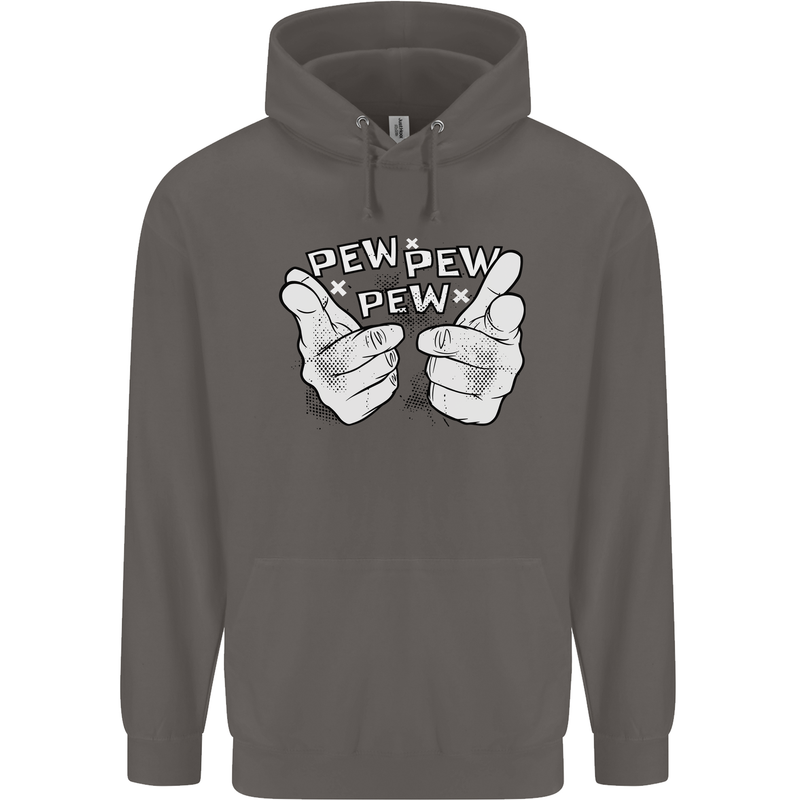 Pew Pew Pew Hands Funny Sci-Fi Lightsaber Mens 80% Cotton Hoodie Charcoal