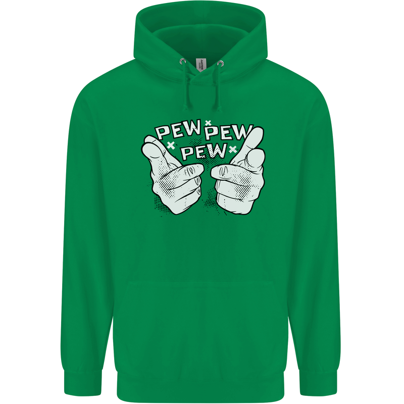 Pew Pew Pew Hands Funny Sci-Fi Lightsaber Mens 80% Cotton Hoodie Irish Green