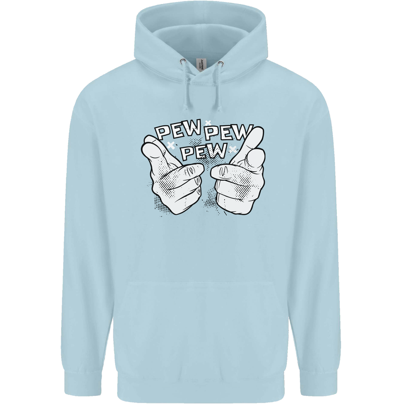 Pew Pew Pew Hands Funny Sci-Fi Lightsaber Mens 80% Cotton Hoodie Light Blue