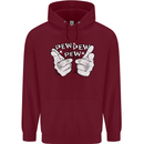 Pew Pew Pew Hands Funny Sci-Fi Lightsaber Mens 80% Cotton Hoodie Maroon