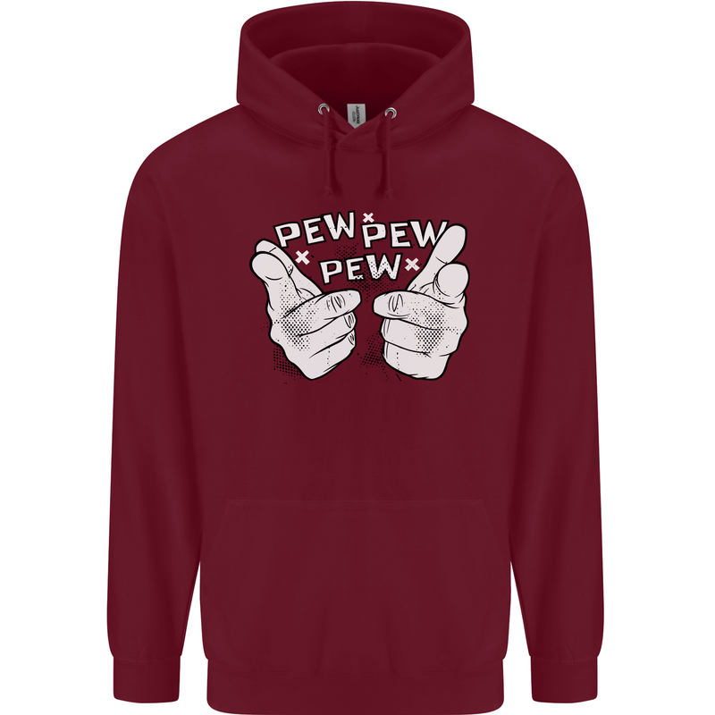 Pew Pew Pew Hands Funny Sci-Fi Lightsaber Mens 80% Cotton Hoodie Maroon