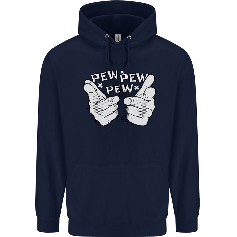 Pew Pew Pew Hands Funny Sci-Fi Lightsaber Mens 80% Cotton Hoodie Navy Blue