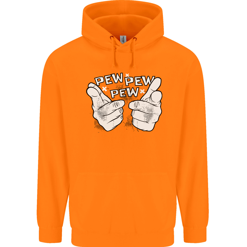 Pew Pew Pew Hands Funny Sci-Fi Lightsaber Mens 80% Cotton Hoodie Orange