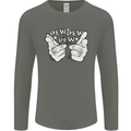 Pew Pew Pew Hands Funny Sci-Fi Lightsaber Mens Long Sleeve T-Shirt Charcoal