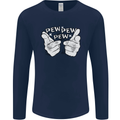 Pew Pew Pew Hands Funny Sci-Fi Lightsaber Mens Long Sleeve T-Shirt Navy Blue