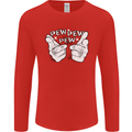 Pew Pew Pew Hands Funny Sci-Fi Lightsaber Mens Long Sleeve T-Shirt Red