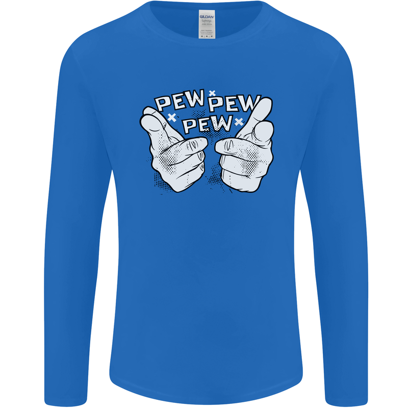 Pew Pew Pew Hands Funny Sci-Fi Lightsaber Mens Long Sleeve T-Shirt Royal Blue