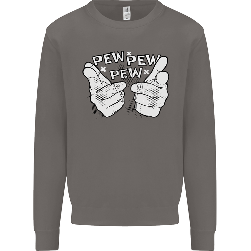 Pew Pew Pew Hands Funny Sci-Fi Lightsaber Mens Sweatshirt Jumper Charcoal