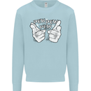 Pew Pew Pew Hands Funny Sci-Fi Lightsaber Mens Sweatshirt Jumper Light Blue