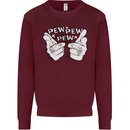 Pew Pew Pew Hands Funny Sci-Fi Lightsaber Mens Sweatshirt Jumper Maroon