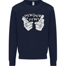 Pew Pew Pew Hands Funny Sci-Fi Lightsaber Mens Sweatshirt Jumper Navy Blue