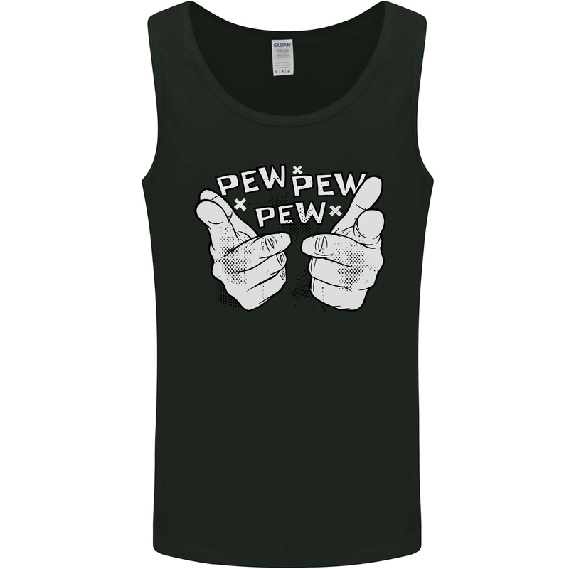 Pew Pew Pew Hands Funny Sci-Fi Lightsaber Mens Vest Tank Top Black