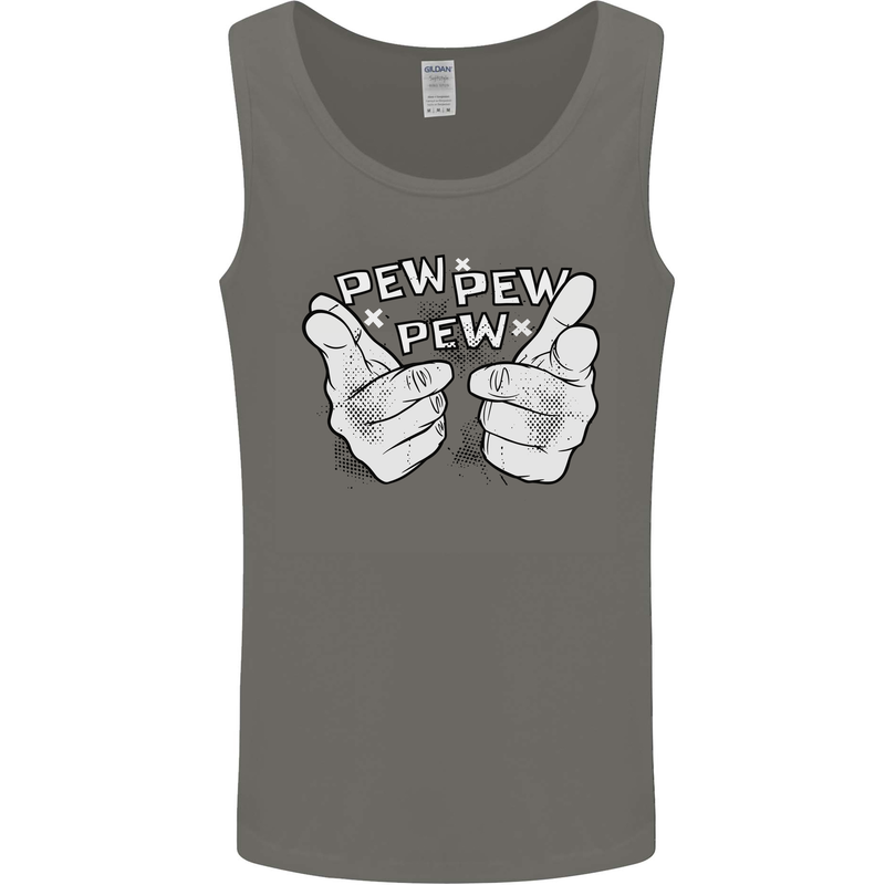 Pew Pew Pew Hands Funny Sci-Fi Lightsaber Mens Vest Tank Top Charcoal