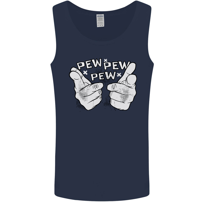 Pew Pew Pew Hands Funny Sci-Fi Lightsaber Mens Vest Tank Top Navy Blue