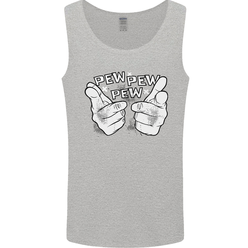 Pew Pew Pew Hands Funny Sci-Fi Lightsaber Mens Vest Tank Top Sports Grey