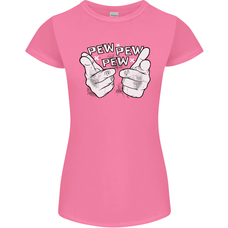 Pew Pew Pew Hands Funny Sci-Fi Lightsaber Womens Petite Cut T-Shirt Azalea