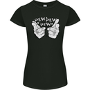 Pew Pew Pew Hands Funny Sci-Fi Lightsaber Womens Petite Cut T-Shirt Black