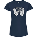 Pew Pew Pew Hands Funny Sci-Fi Lightsaber Womens Petite Cut T-Shirt Navy Blue