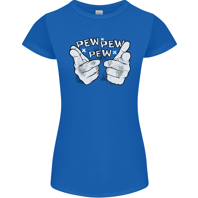 Pew Pew Pew Hands Funny Sci-Fi Lightsaber Womens Petite Cut T-Shirt Royal Blue