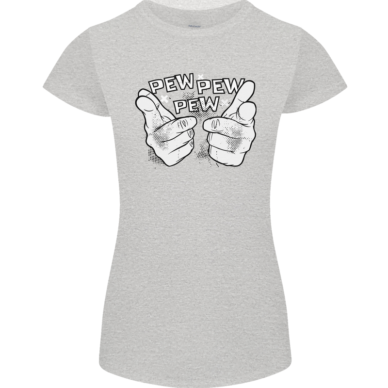 Pew Pew Pew Hands Funny Sci-Fi Lightsaber Womens Petite Cut T-Shirt Sports Grey